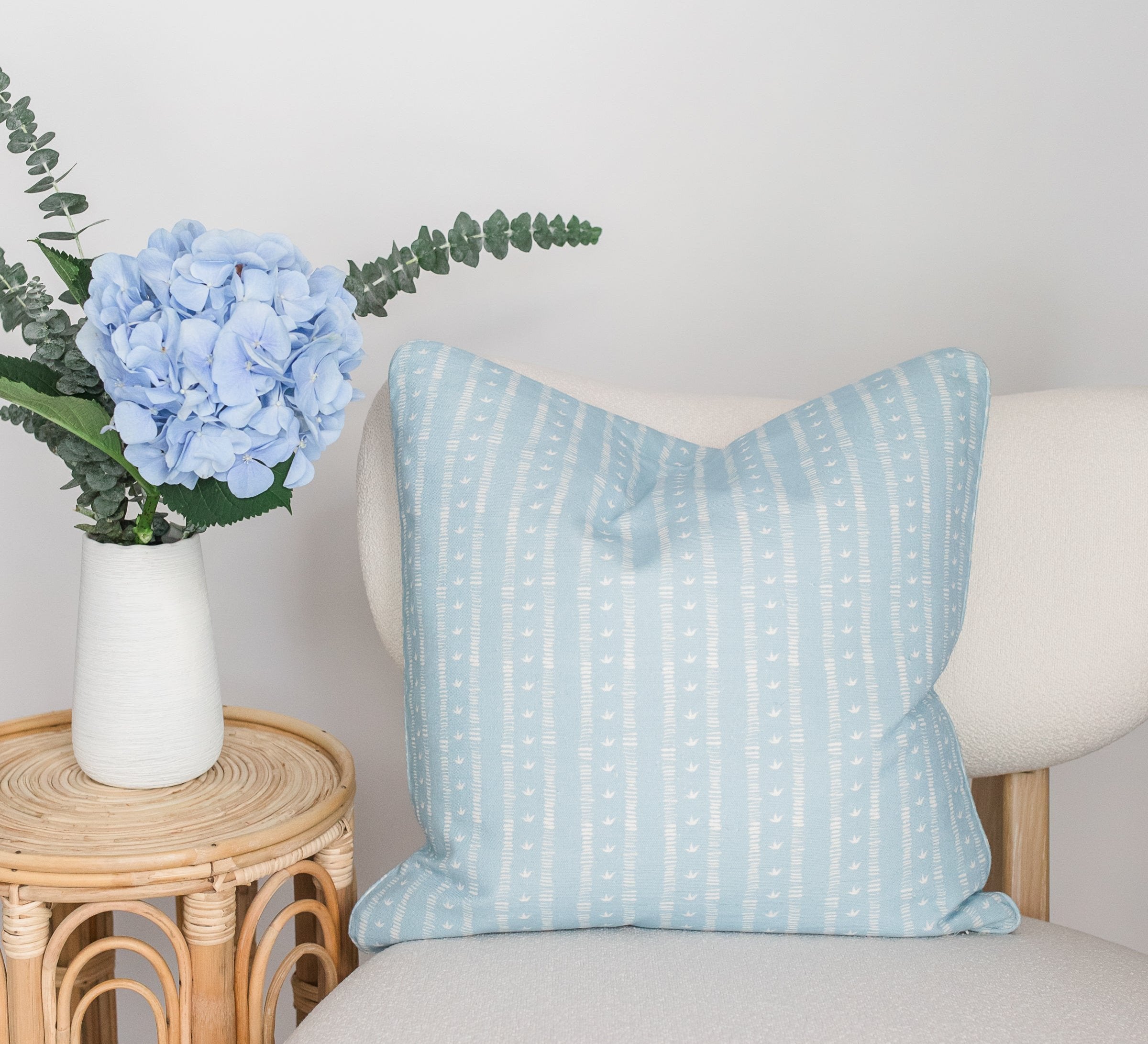 Meuse Cushion in Solid Sky Blue by Kate Medlicott