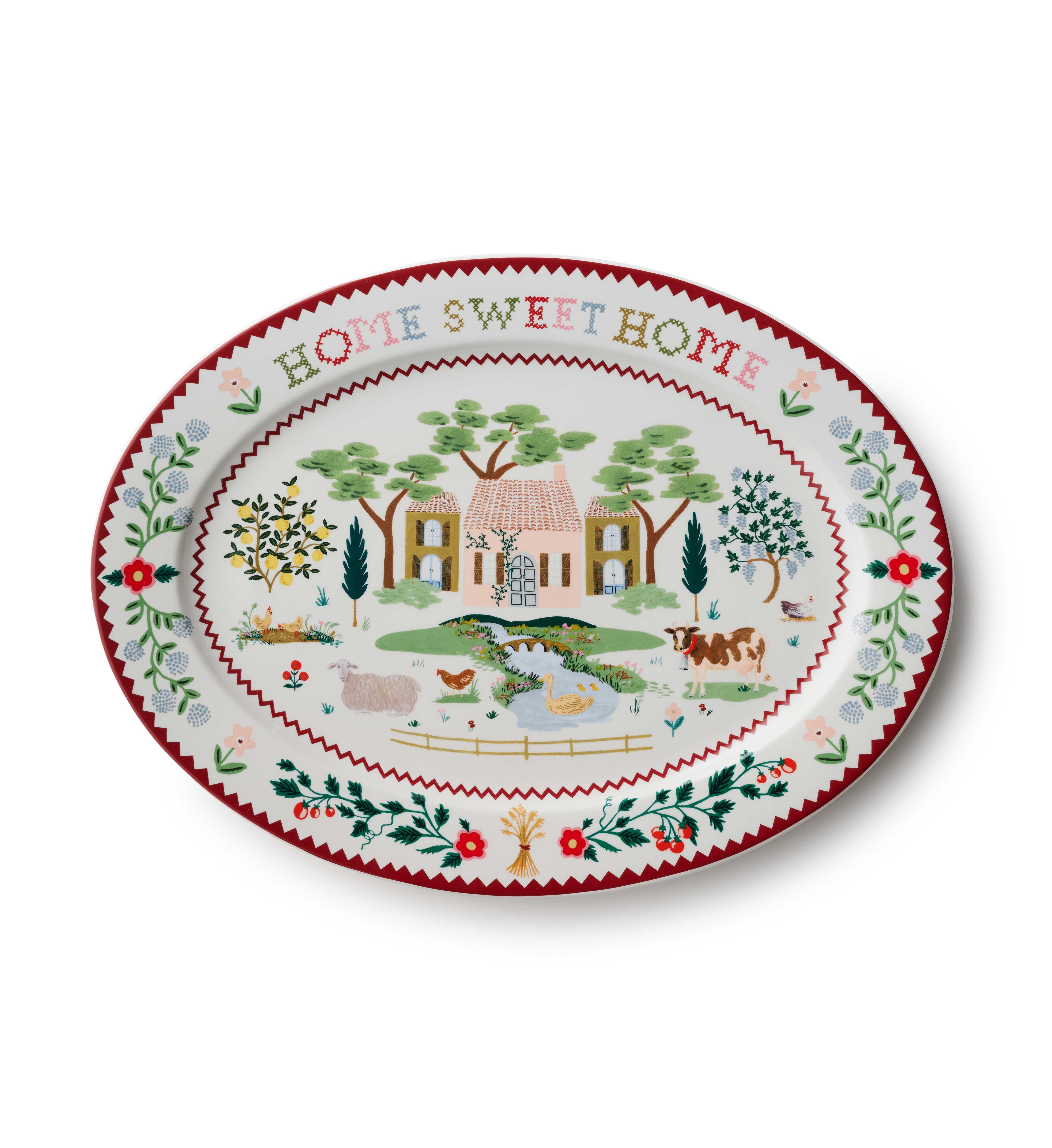 Home Sweet Home Large Porcelain Serving Platter by Rifle Paper Co.