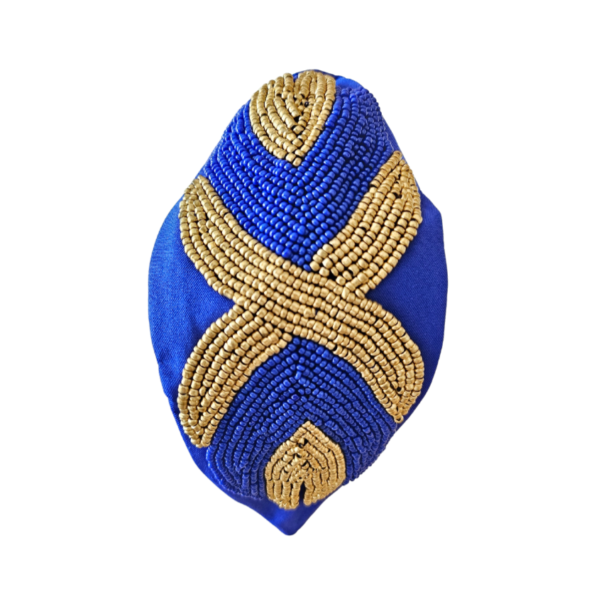Blue Gold Elegance Headband