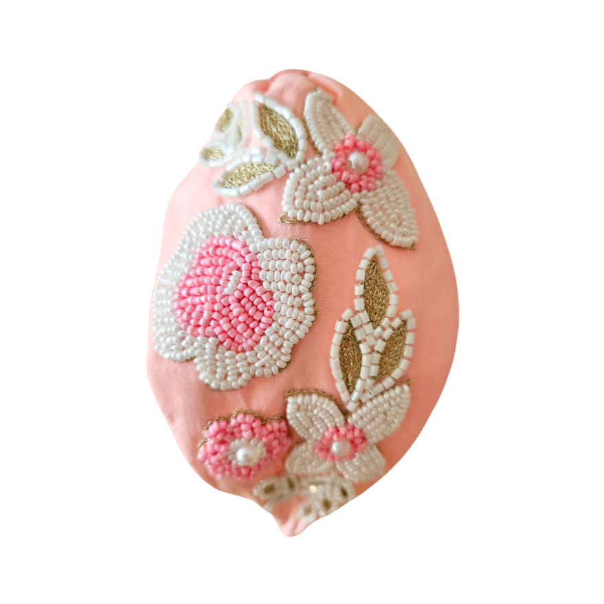 Pink Floral Pearl Headband
