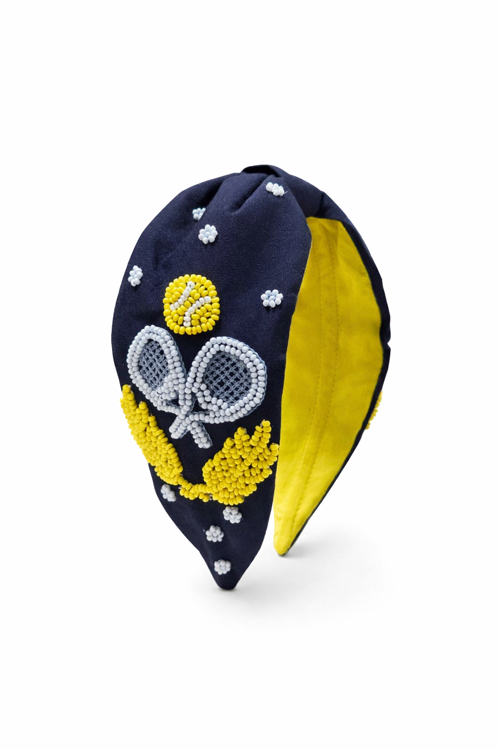 Side view of Padel club hand-embroidered headband