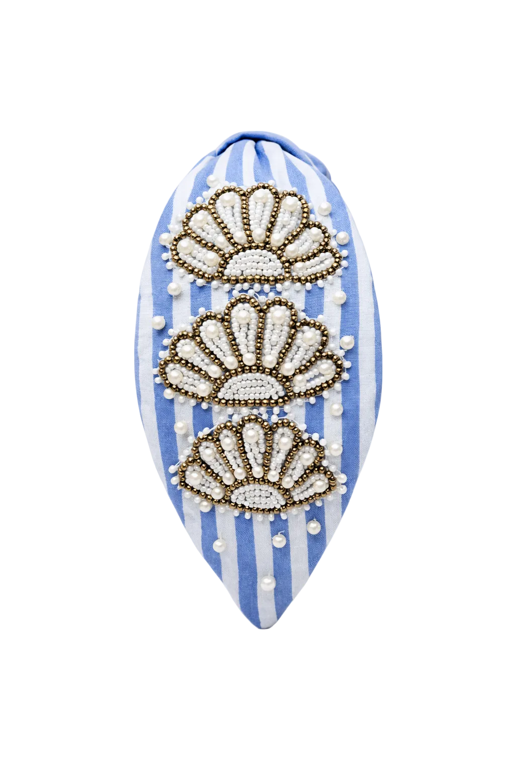 Striped Blue-White Seashell Headband