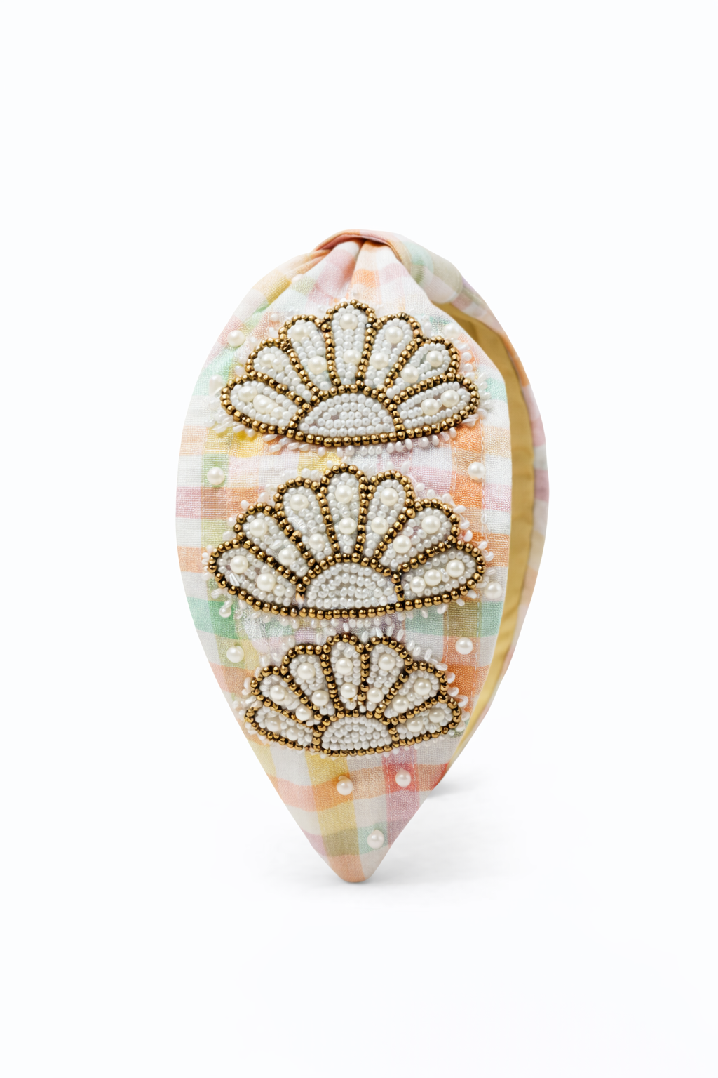 Handmade multi-colour seashell beaded headband with pearl embroidery