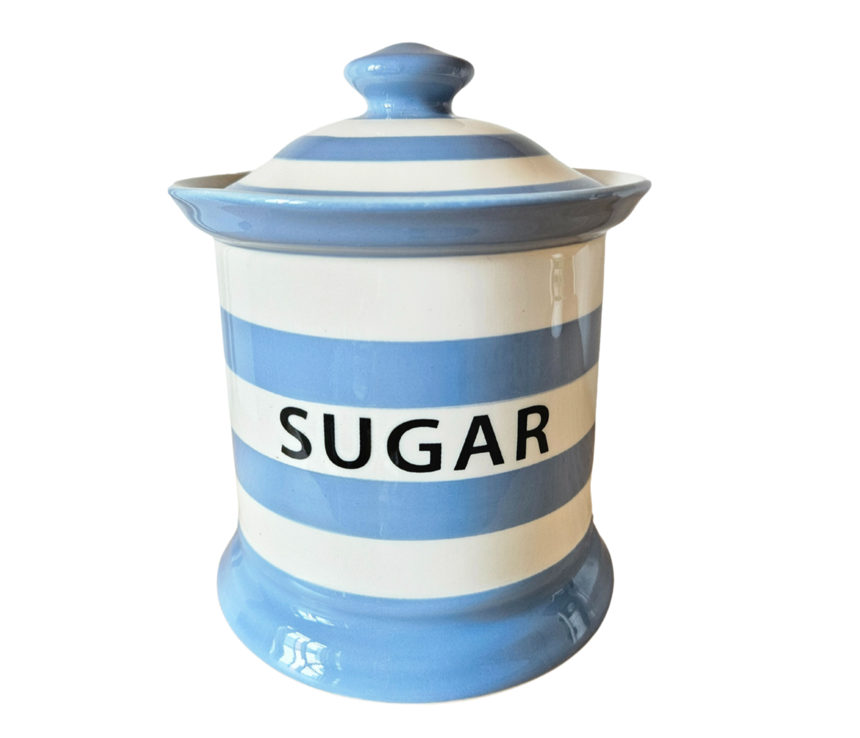Blue Striped Sugar Jar