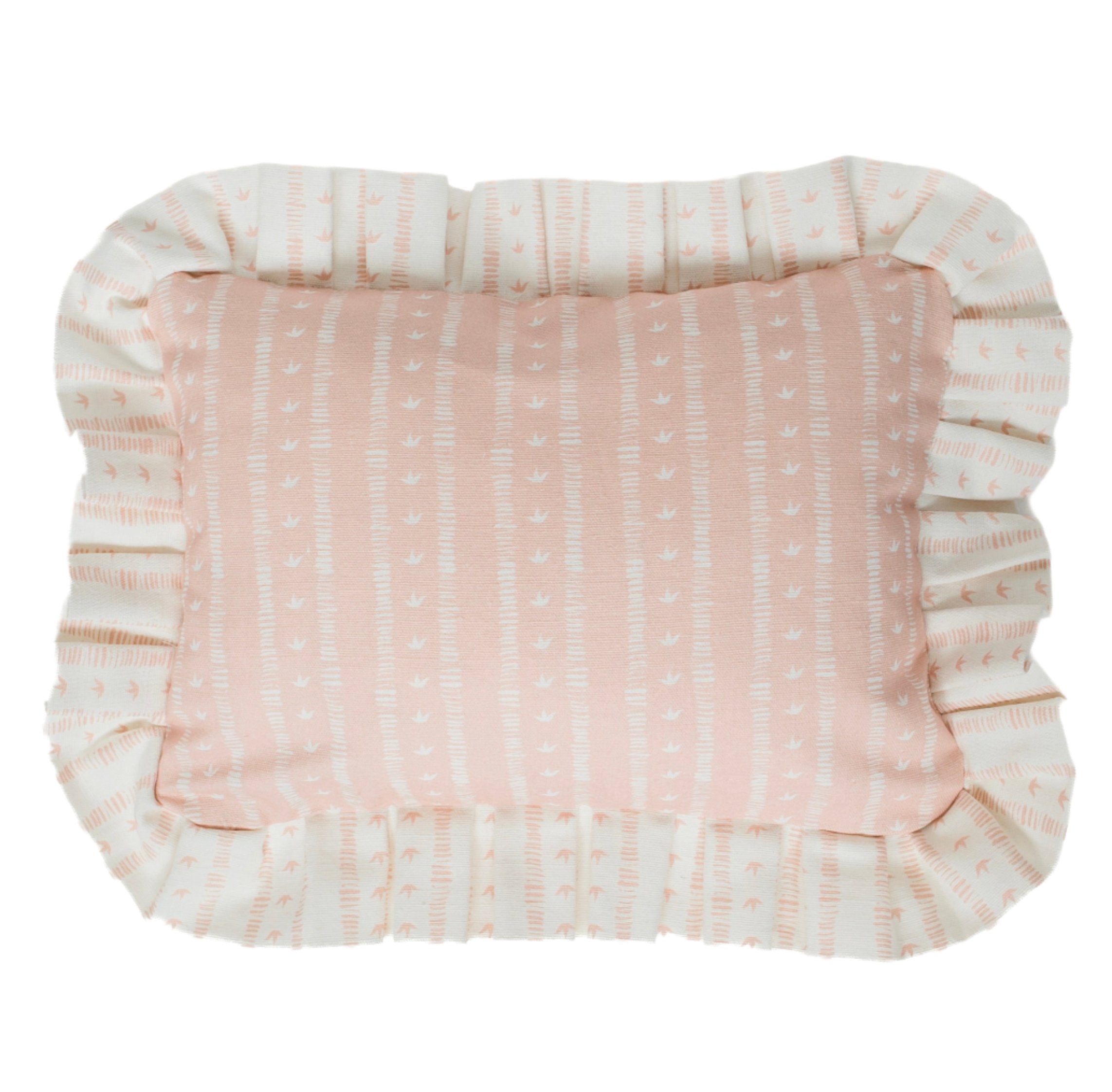 Frilled Meuse Cushion in Rose by Kate Medlicott