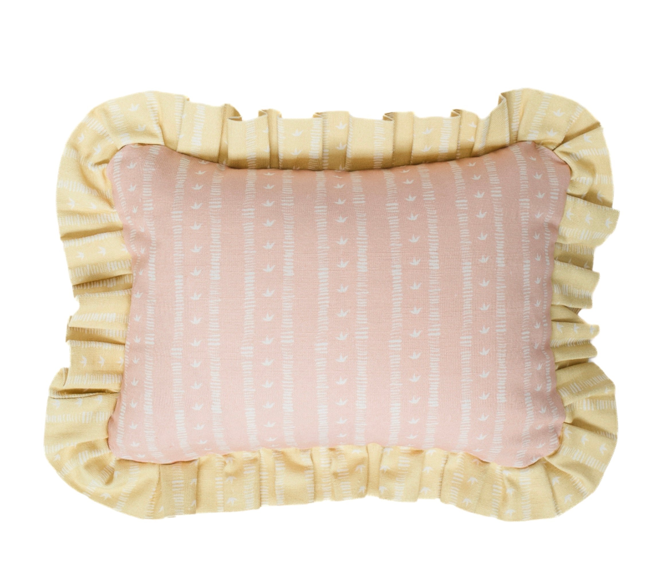 Frill Meuse Cushion in Rose & Macaron by Kate Medlicott