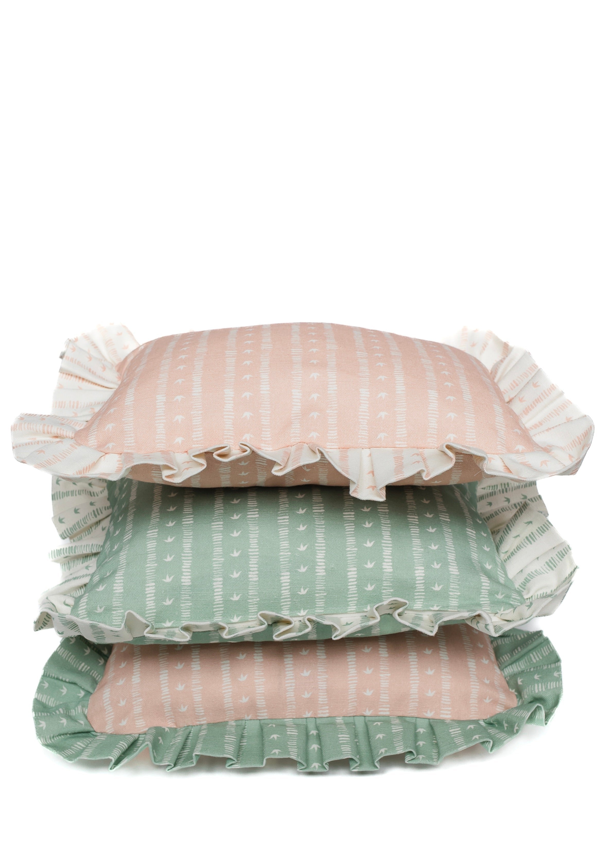 Frilled Meuse Cushion in Rose by Kate Medlicott