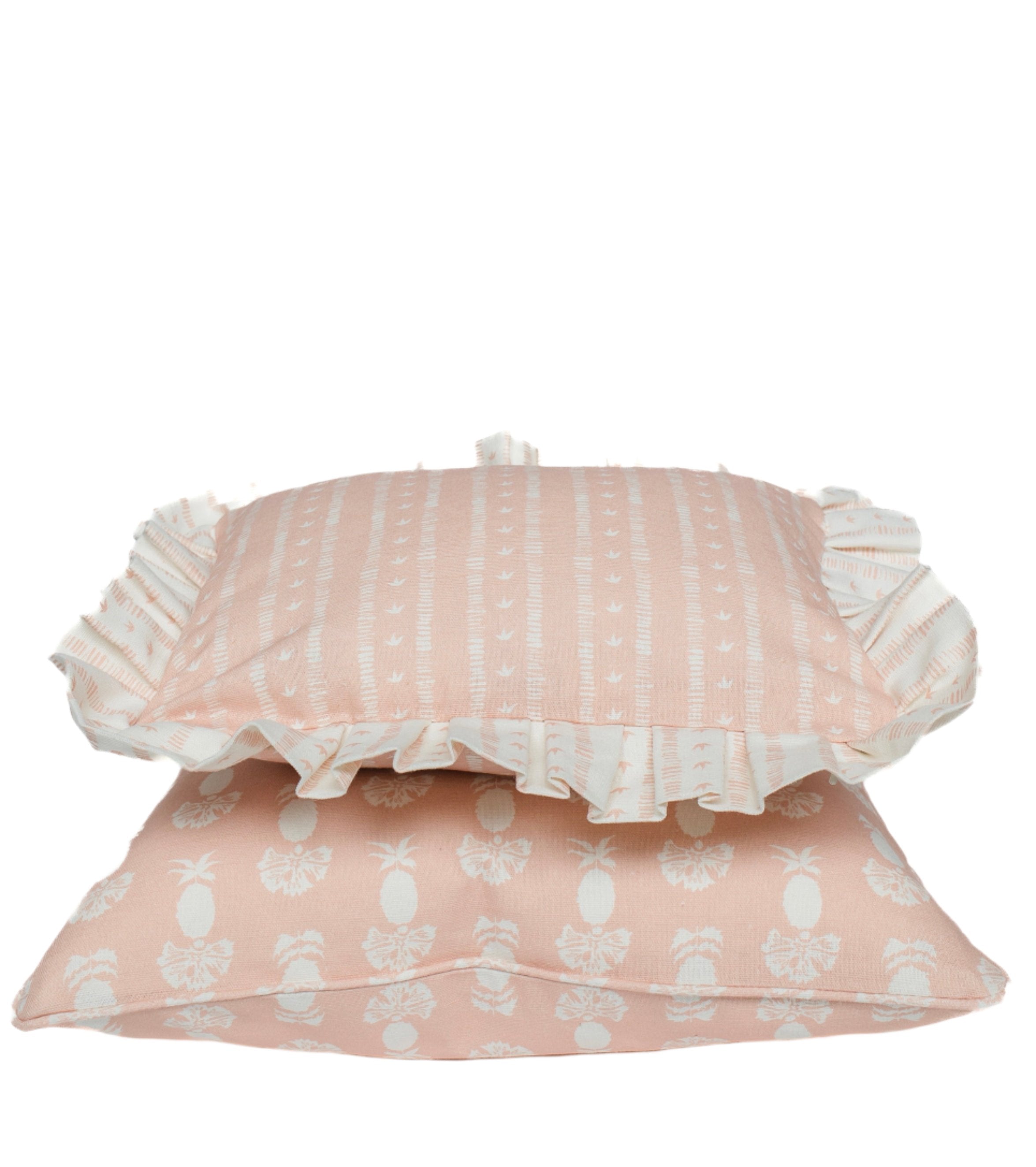 Frilled Meuse Cushion in Rose by Kate Medlicott