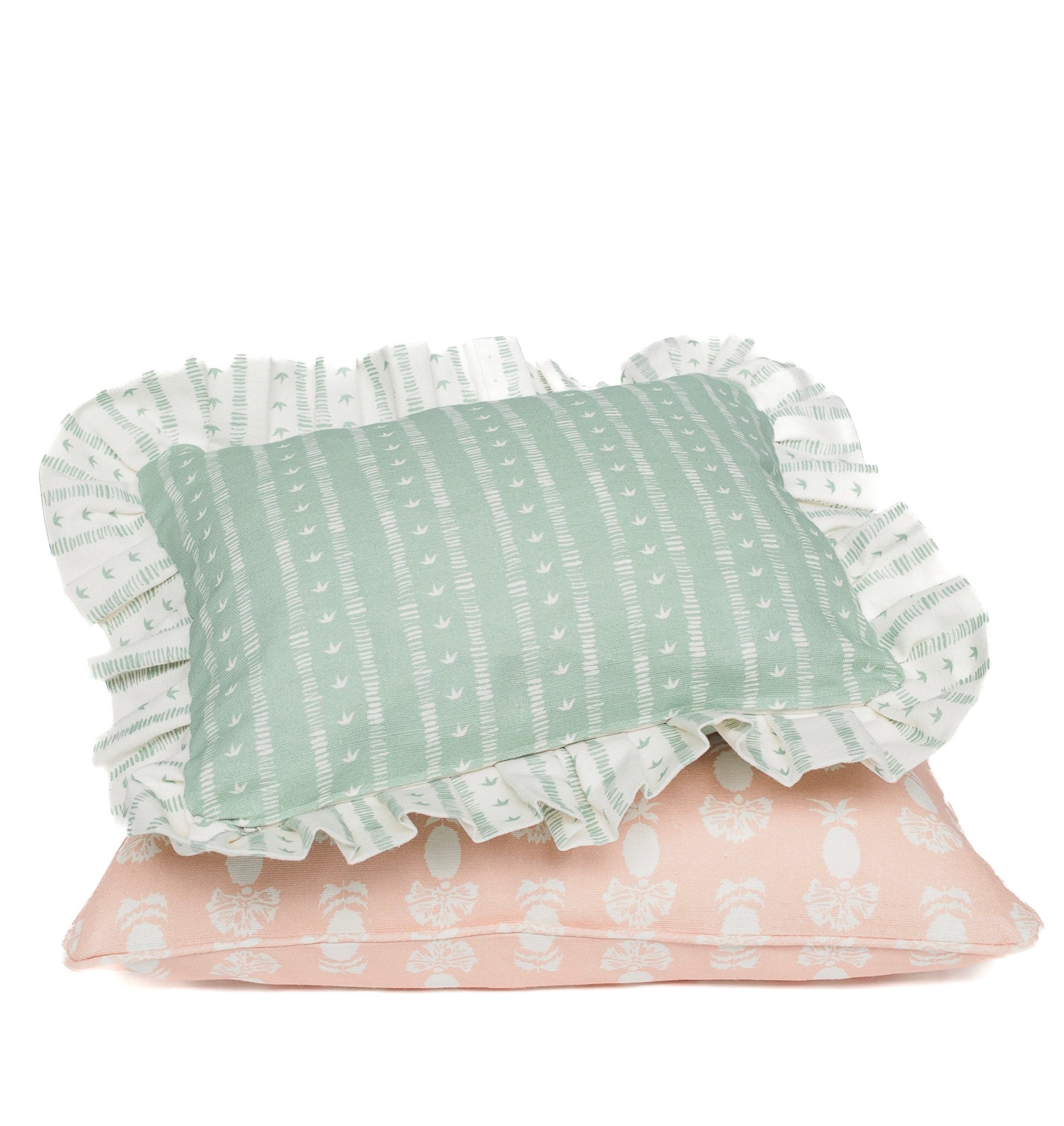 Frill Meuse Cushion in Duck Egg by Kate Medlicott