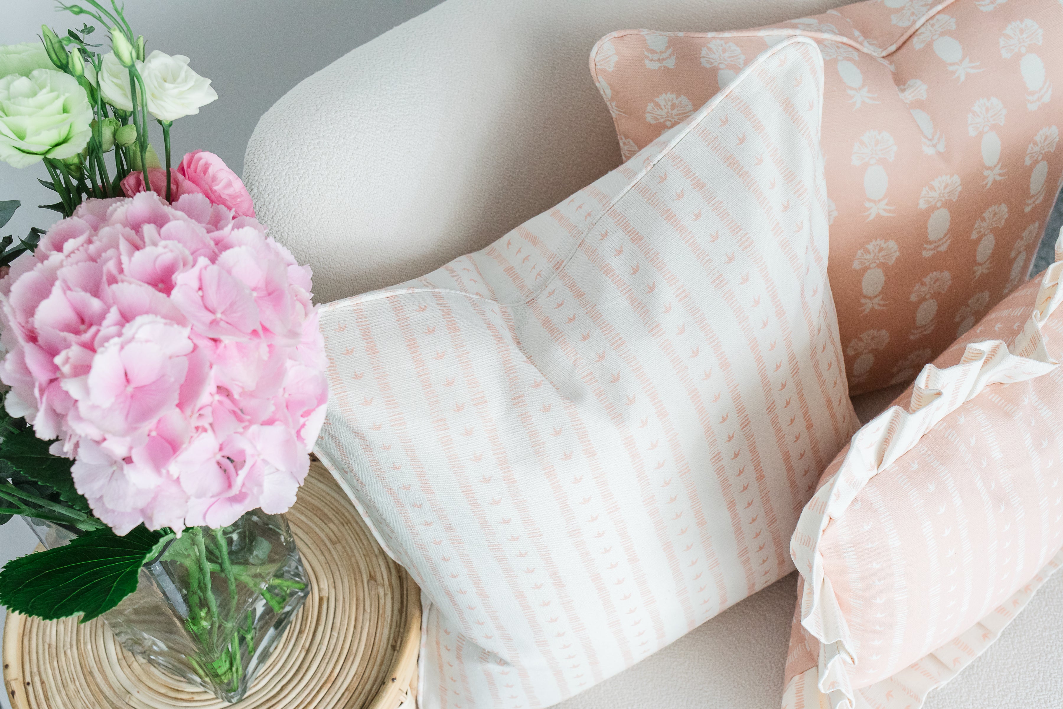 Meuse Cushion in Rose by Kate Medlicott