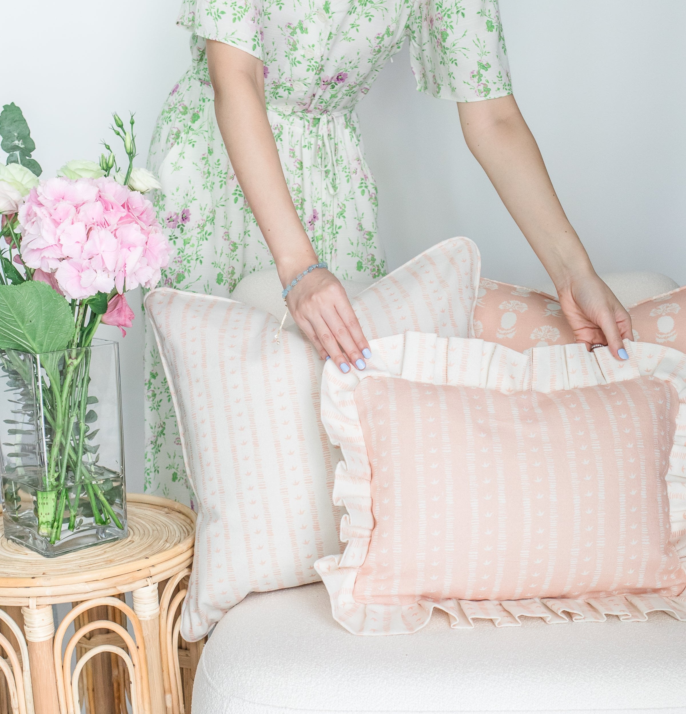 Meuse Cushion in Rose by Kate Medlicott