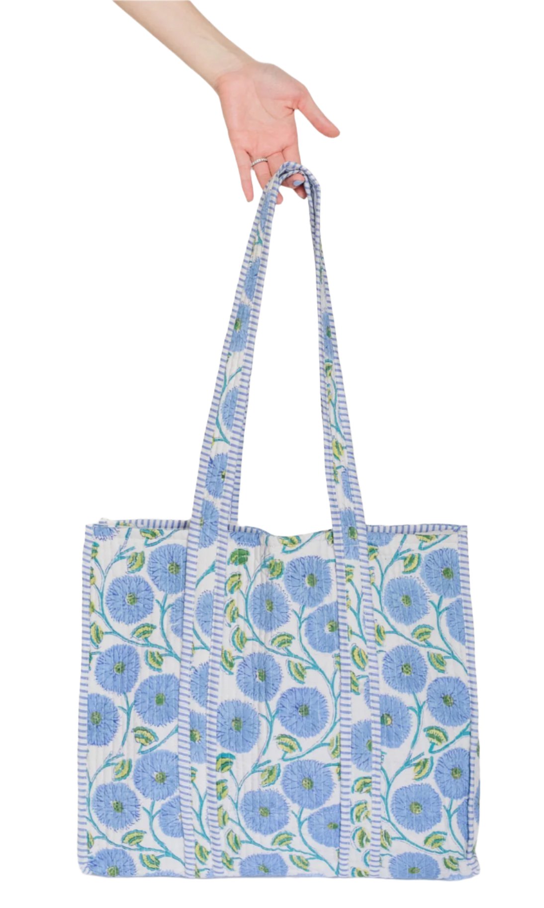 Blue-White Handblock Quilted Tote Bag