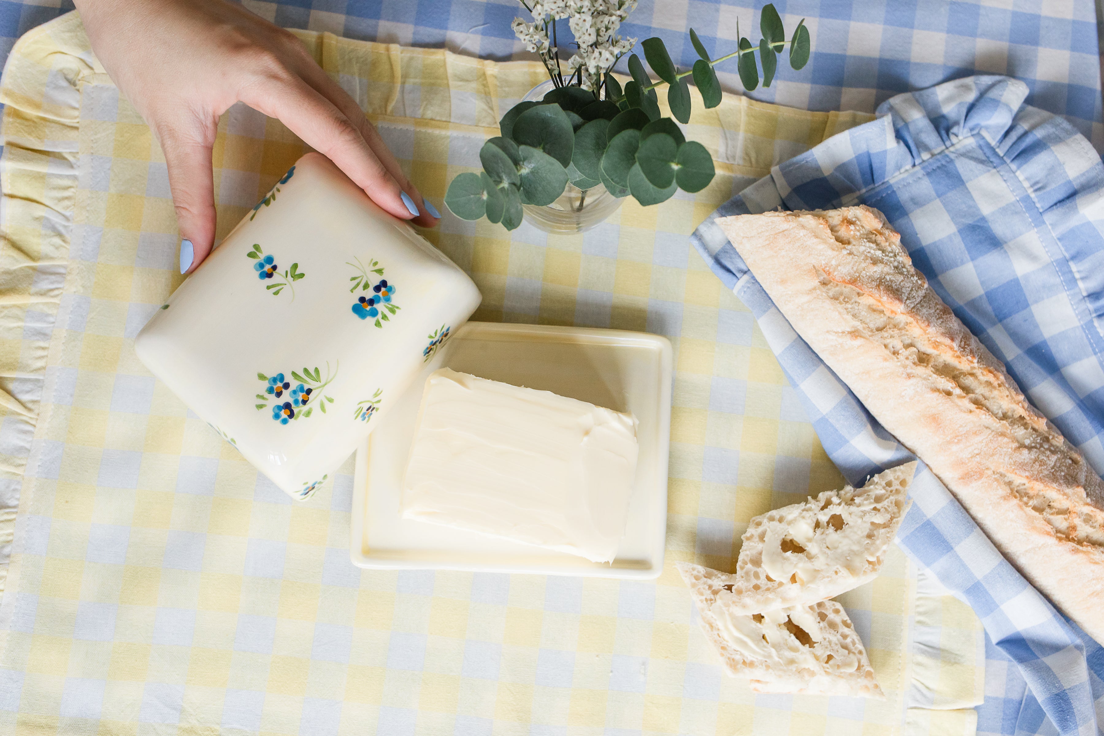 Blue Floral Butter Dish