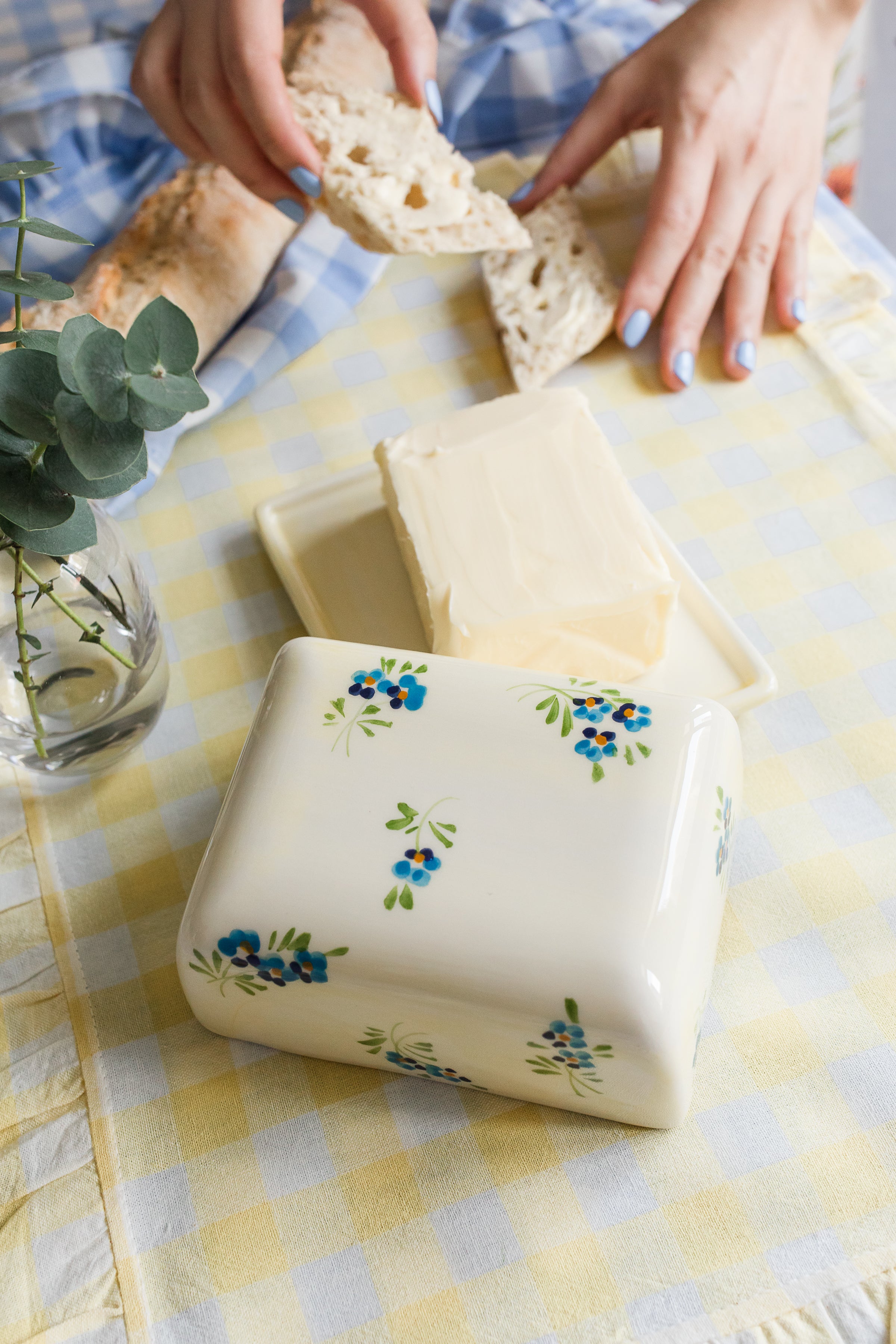 Blue Floral Butter Dish