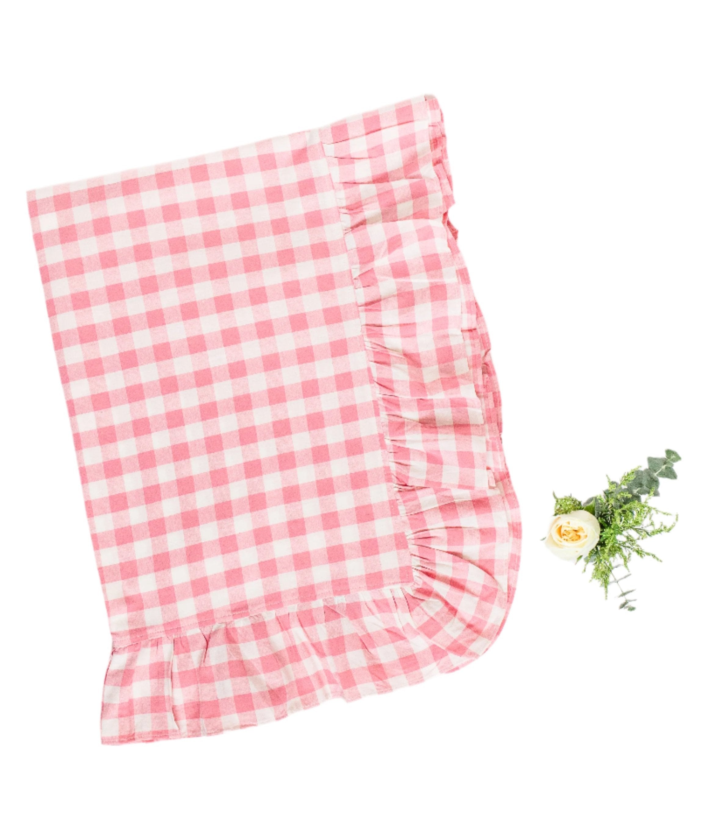 Pink Gingham Ruffle Tablecloth