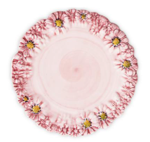 Italian handpainted pink floral ceramic cake stand handmade in Italy