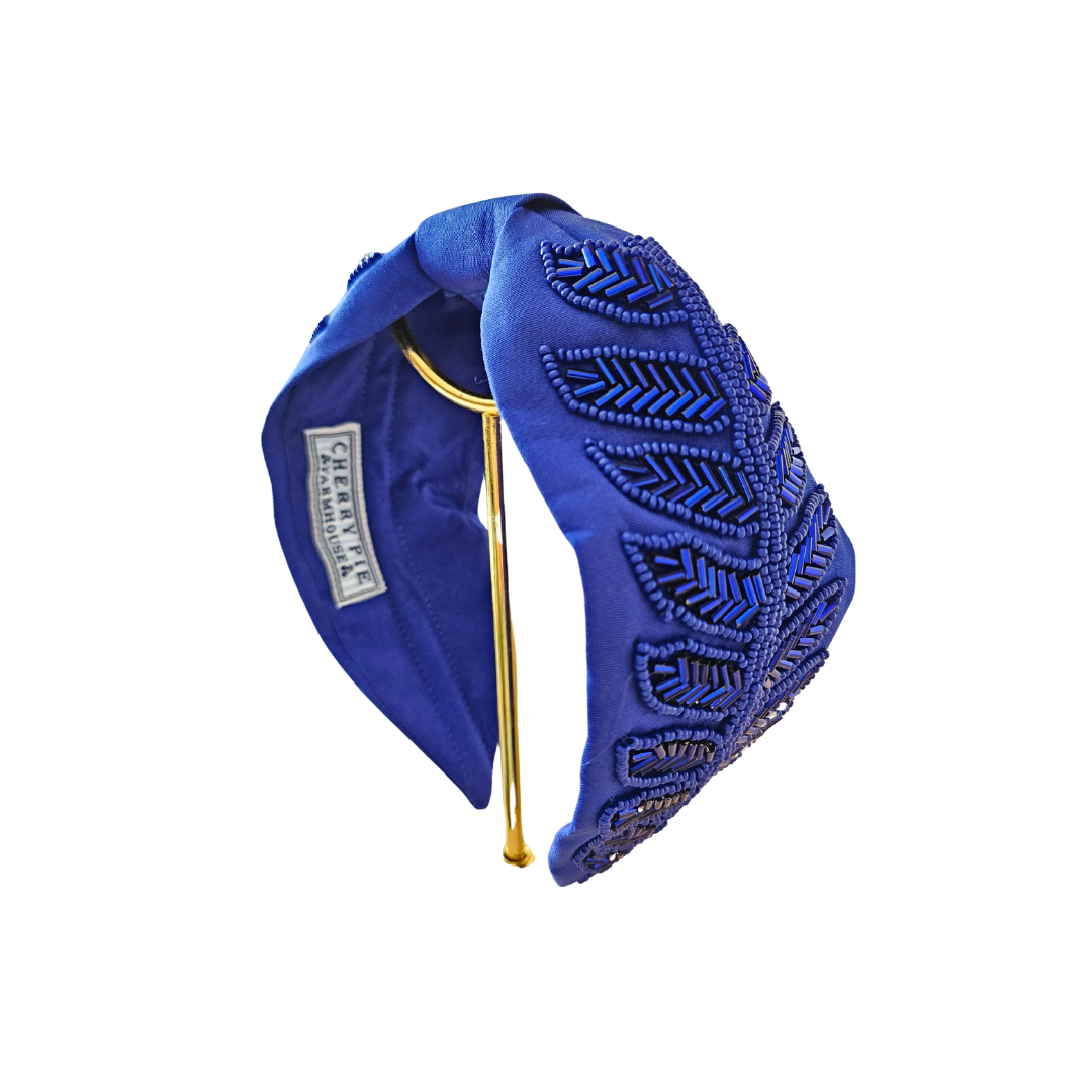 Dark Blue Leaf Headband