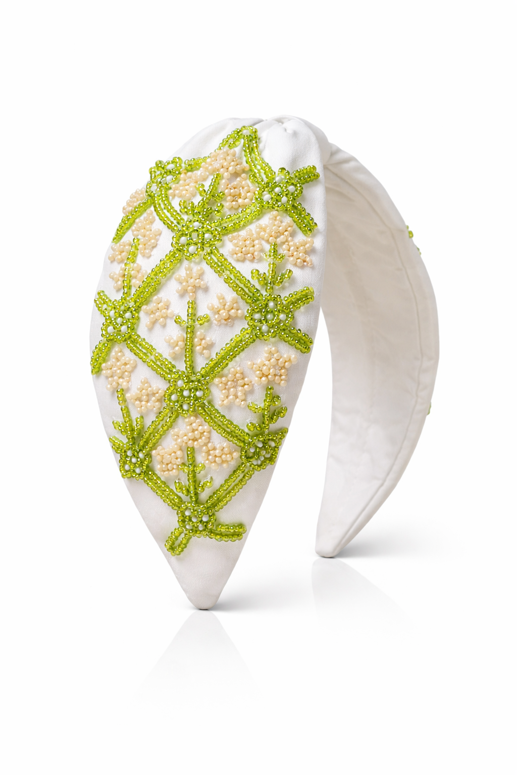 Cottagecore embroidered headband with artisan floral motifs
