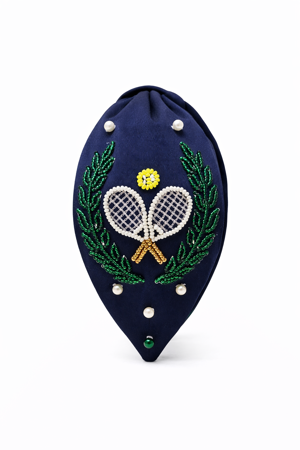 Tennis club hand-embroidered headband with gift pouch